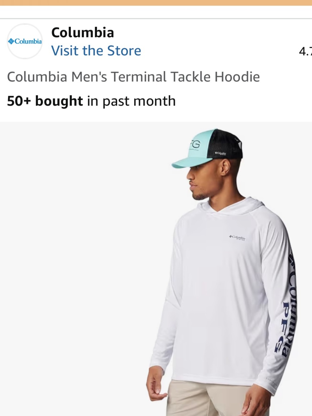 Columbia PFG White/navy UPF 50 omniwick hoodie sun-shirt BNWT- Large